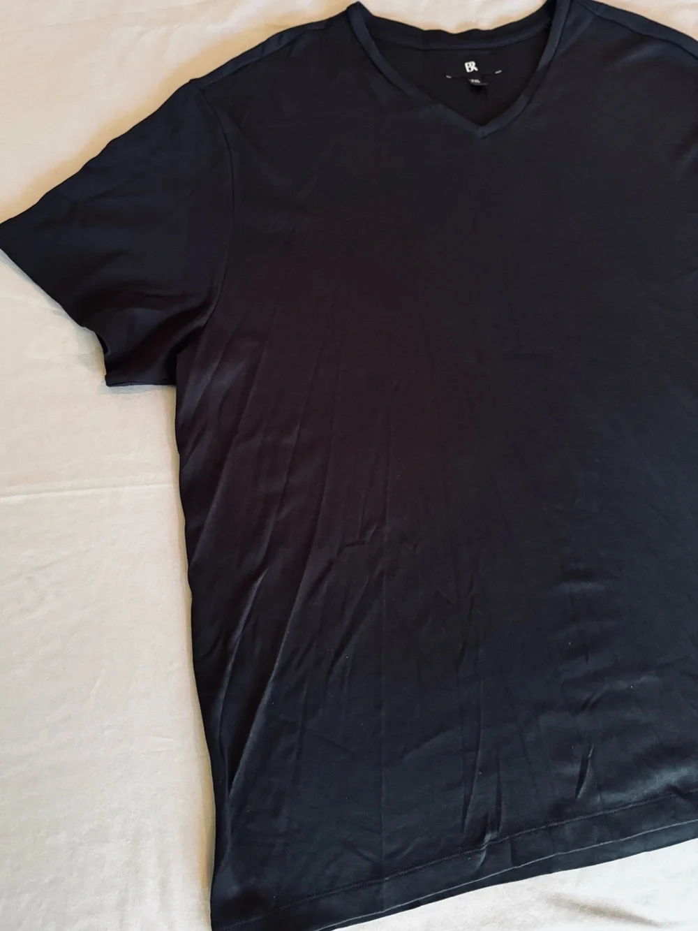 BANANA REPUBLIC Mens Luxury Touch Black V-Neck Short Sleeve Tee Cotton T-Shirt K